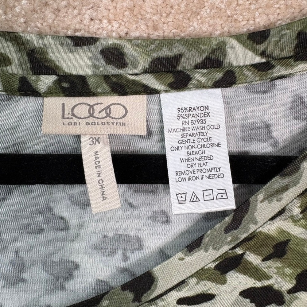 LOGO Lori Goldstein Tunic Top Women's 3X Green Jersey Stretch Flowy Blouse - Picture 4 of 6